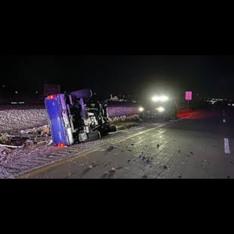 Pickup overturned after driver lost control